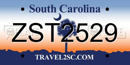 ZST2529 South Carolina License Plate
