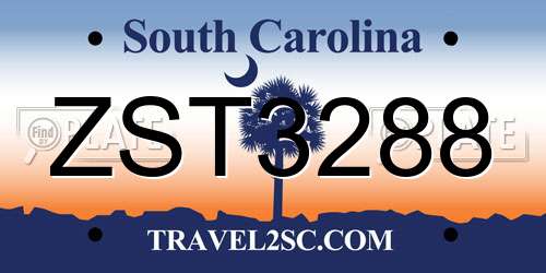 ZST3288 South Carolina License Plate