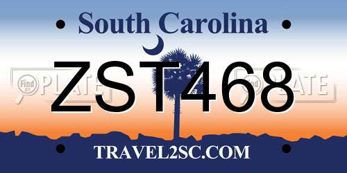 ZST468 South Carolina License Plate
