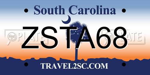 ZSTA68 South Carolina License Plate