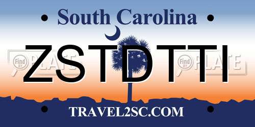 ZSTDTTI South Carolina License Plate