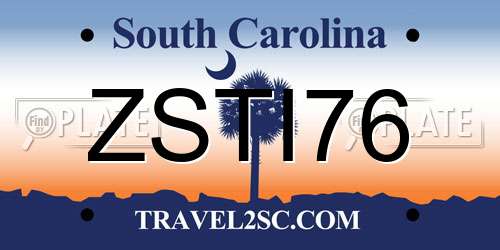ZSTI76 South Carolina License Plate