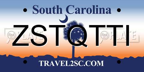 ZSTQTTI South Carolina License Plate