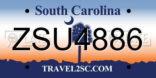 ZSU4886 South Carolina License Plate
