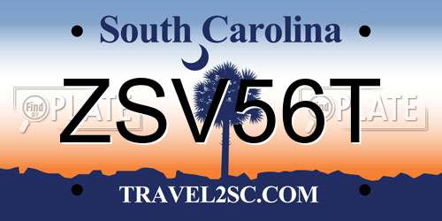 ZSV56T South Carolina License Plate