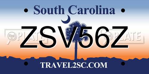 ZSV56Z South Carolina License Plate