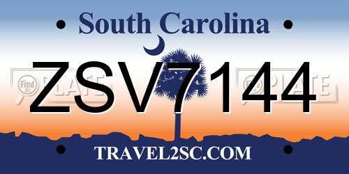 ZSV7144 South Carolina License Plate