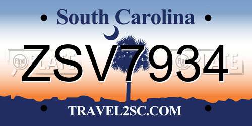 ZSV7934 South Carolina License Plate