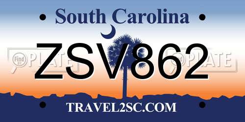 ZSV862 South Carolina License Plate