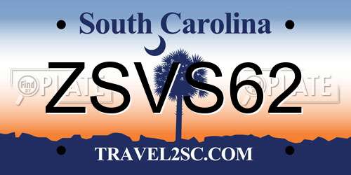 ZSVS62 South Carolina License Plate