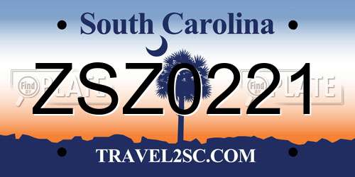 ZSZ0221 South Carolina License Plate