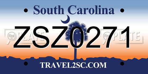ZSZ0271 South Carolina License Plate