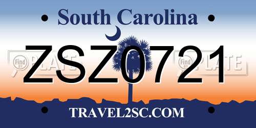 ZSZ0721 South Carolina License Plate