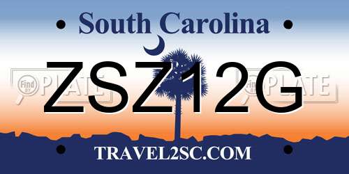 ZSZ12G South Carolina License Plate