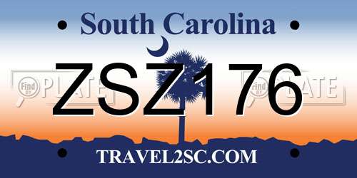 ZSZ176 South Carolina License Plate