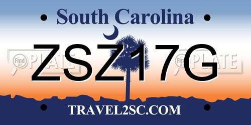 ZSZ17G South Carolina License Plate
