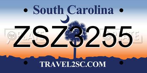 ZSZ3255 South Carolina License Plate