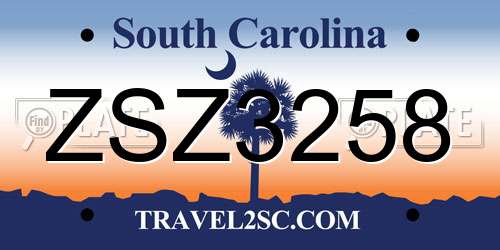 ZSZ3258 South Carolina License Plate