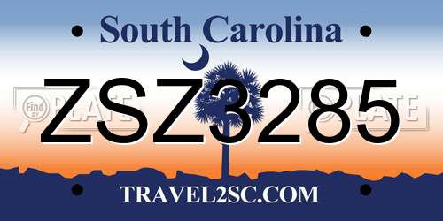 ZSZ3285 South Carolina License Plate