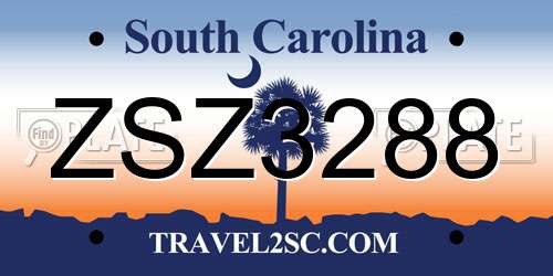 ZSZ3288 South Carolina License Plate