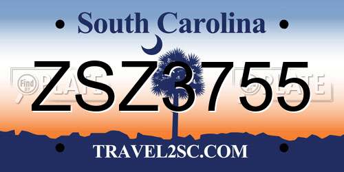 ZSZ3755 South Carolina License Plate