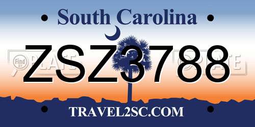 ZSZ3788 South Carolina License Plate