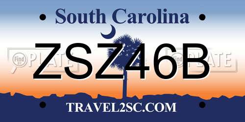 ZSZ46B South Carolina License Plate