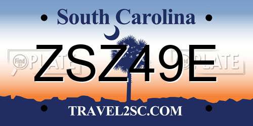 ZSZ49E South Carolina License Plate
