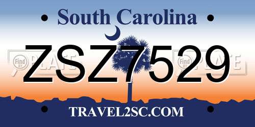 ZSZ7529 South Carolina License Plate