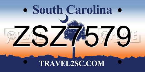 ZSZ7579 South Carolina License Plate