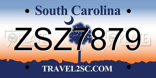 ZSZ7879 South Carolina License Plate