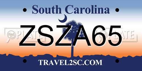 ZSZA65 South Carolina License Plate