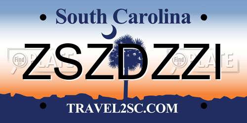 ZSZDZZI South Carolina License Plate