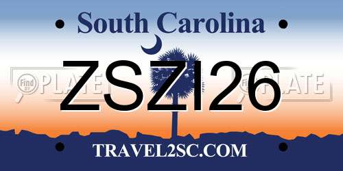 ZSZI26 South Carolina License Plate