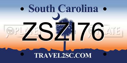 ZSZI76 South Carolina License Plate