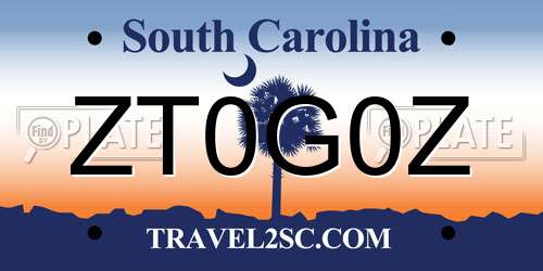 ZT0G0Z South Carolina License Plate