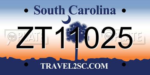 ZT11025 South Carolina License Plate