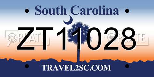ZT11028 South Carolina License Plate