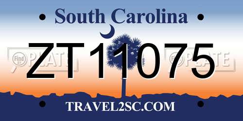 ZT11075 South Carolina License Plate