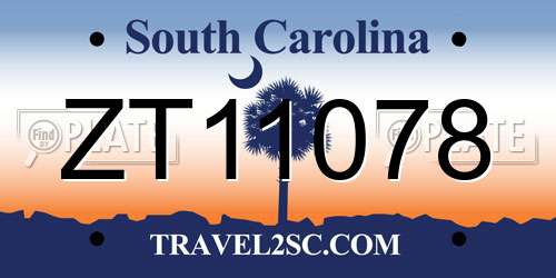 ZT11078 South Carolina License Plate