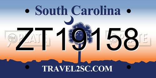 ZT19158 South Carolina License Plate