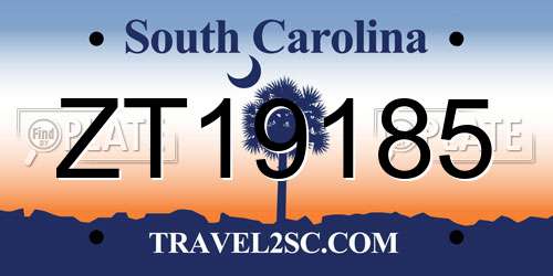 ZT19185 South Carolina License Plate
