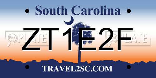 ZT1E2F South Carolina License Plate