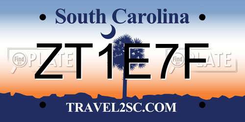 ZT1E7F South Carolina License Plate