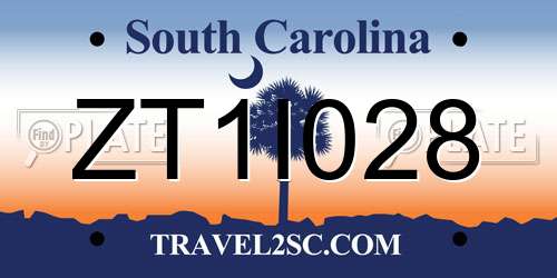 ZT1I028 South Carolina License Plate