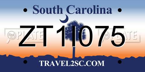 ZT1I075 South Carolina License Plate