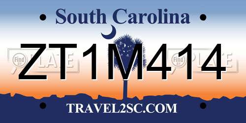 ZT1M414 South Carolina License Plate