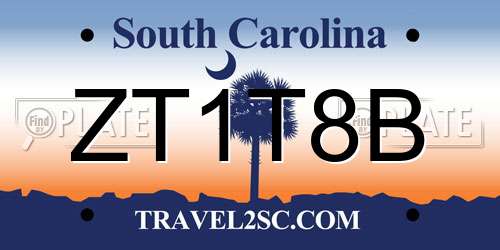 ZT1T8B South Carolina License Plate