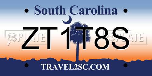 ZT1T8S South Carolina License Plate