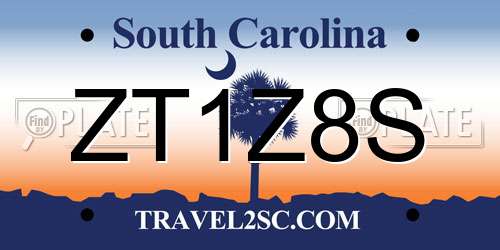 ZT1Z8S South Carolina License Plate